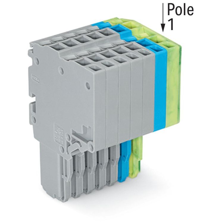 WAGO - Ein- und mehrpolige Klemmenleiste 2-Leiter-Federleiste 2020-207/000-038 1,5mm²,gr/bl/gn-ge − 25 Stück