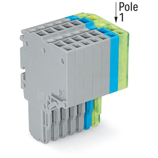 WAGO - Ein- und mehrpolige Klemmenleiste 2-Leiter-Federleiste 2020-207/000-038 1,5mm²,gr/bl/gn-ge − 25 Stück