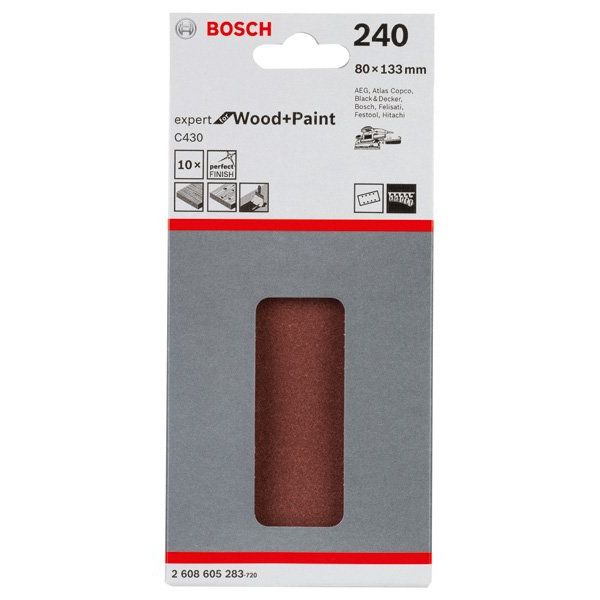 Bosch - Schleifpapier/Schleifvlies Schleifblatt C430, 80 x 2608605283 133 mm 240 8 Löcher