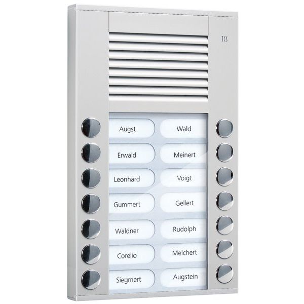 TCS Tür Control - Türstation für Türkommunikation Audioaußenstation 2-reihig PES14-EN/04 14 Tasten AP silber