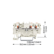 WAGO - Durchgangs-Reihenklemme 3-Leiter-Durchgangsklemme 2201-1309 Drücker,1,5 mm², lgr − 100 Stück