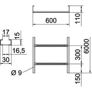 OBO Bettermann - Kabelleiter Weitspannkabelleiter WKLG 1160 FSKLGR gelochter Seitenholm − 6 Meter