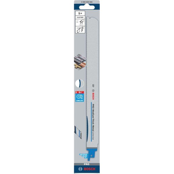 Bosch - Säbelsägeblatt PRO Medium-Thick Metal 2608658996VE(5) precise S1237BEF − 5 Packung