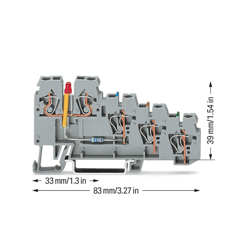 WAGO - Initiator/Aktor-Reihenklemme 4-Leiter-Initiatoren-LED 270-570/281-434 Klemme, 0,08-2,5mm² − 50 Stück