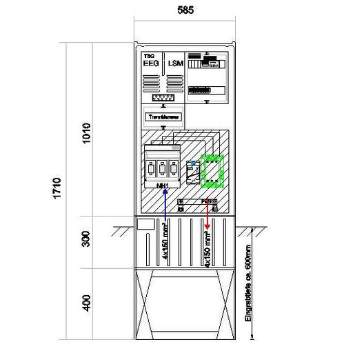 GSAB Elektrotechnik - Anschlussschrank Anschlußsäule bis 75kW 58S1700-AR01-75kW3 3pol.1710x580x280mm
