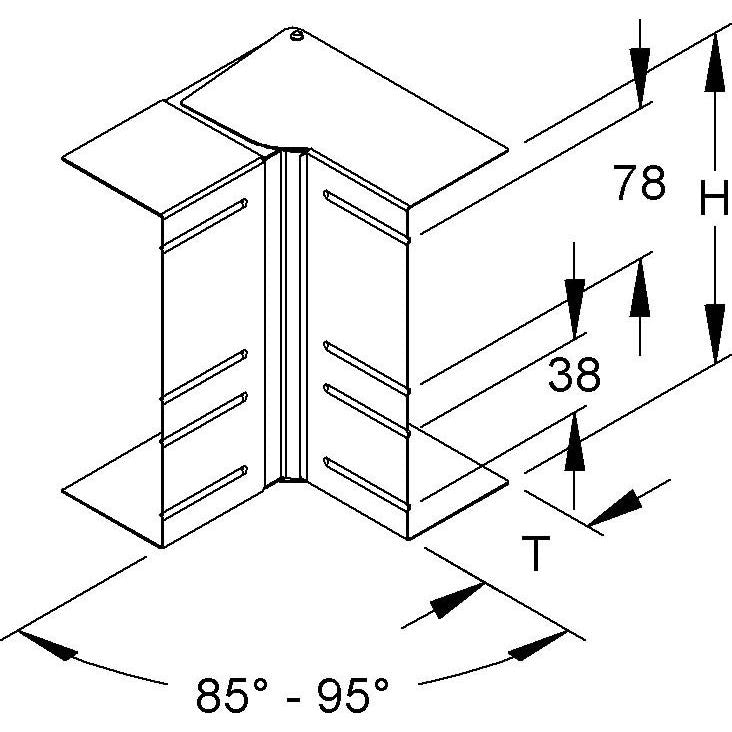 Niedax - Inneneck für Geräteeinbaukanal GK-Inneneck 90Gr. DKIV 170-78T60 R 170x61mm