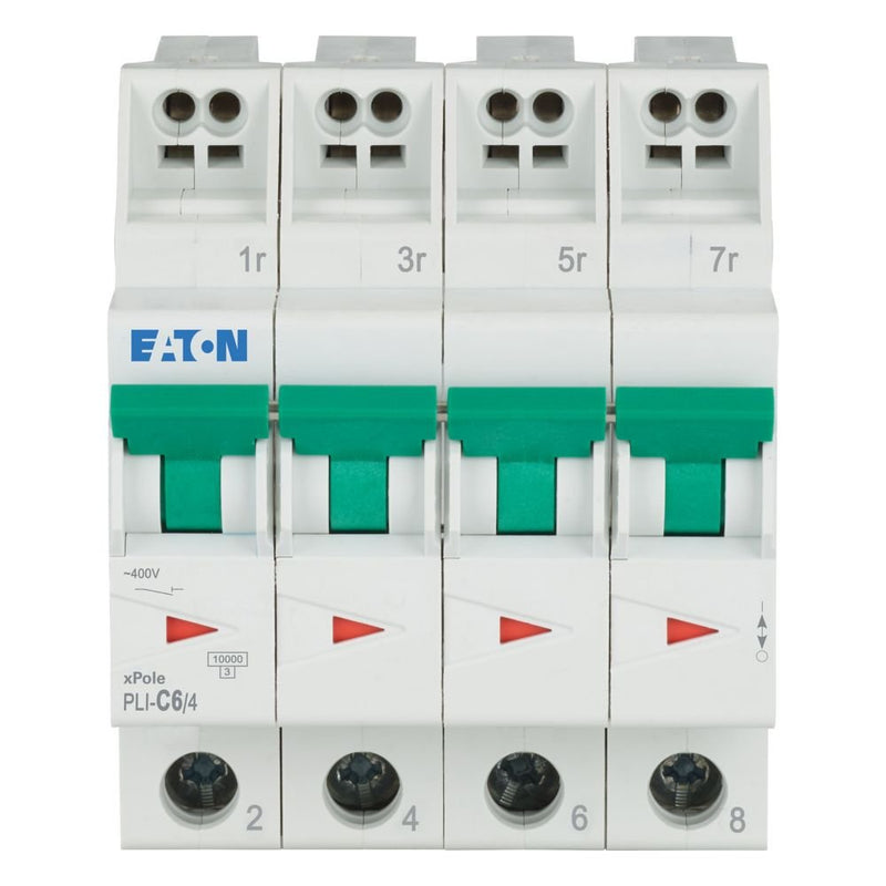 Eaton - Leitungsschutzschalter PLI-C6/4 C 6A, 4p Steckkl