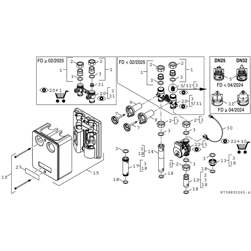 Bosch Thermotechnik - Hydraulische Regelstation Heizkreisset ohne Mischer HS 25/6 364x290x190