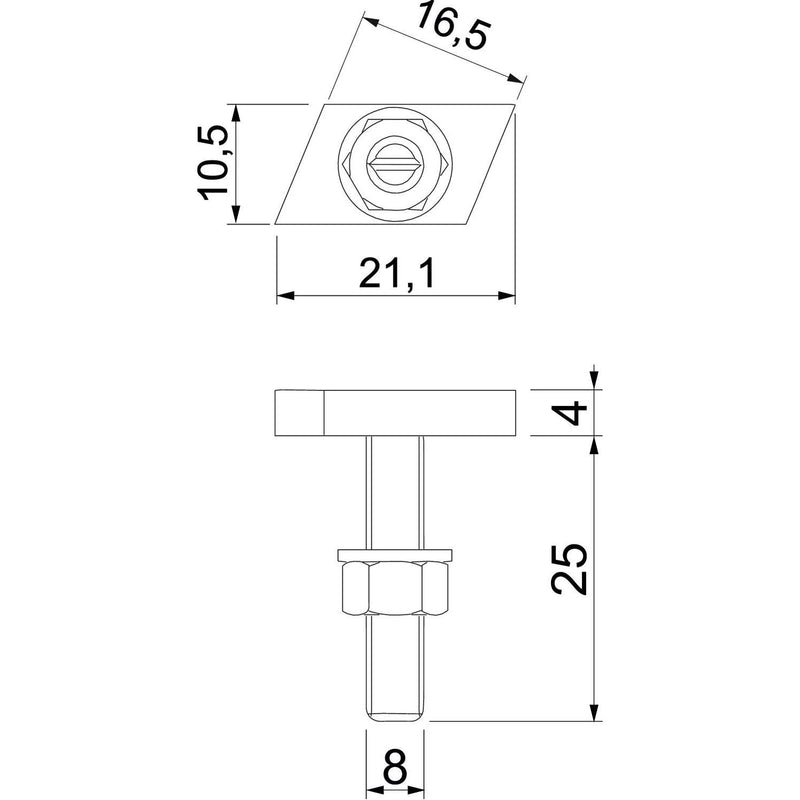 OBO Bettermann - Hammerkopfschraube CL20HB M8x25 ZL M8x25mm − 50 Stück
