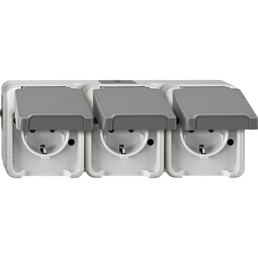 Merten - Steckdose SCHUKO-Dreifach-Steckdose MEG2391-8029 lichtgrau