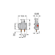 WAGO - Leiterplattenklemme Anreihbare Leiterplattenk. 235-742/331-000 Drücker,1,5mm²,dgr − 100 Stück