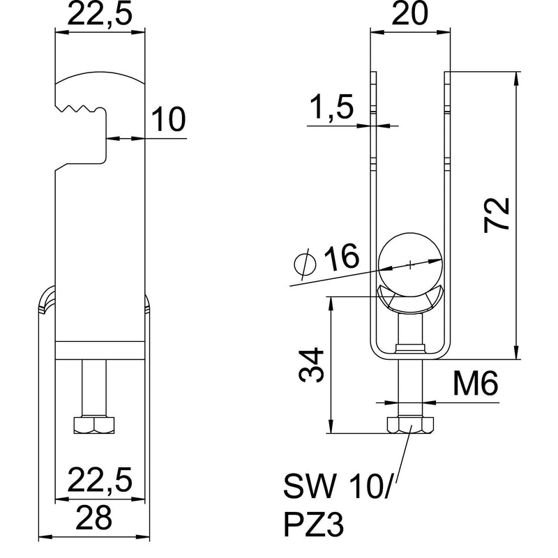 OBO Bettermann - Bügelschelle BS-F2-M-16 FT 2-fach − 50 Stück