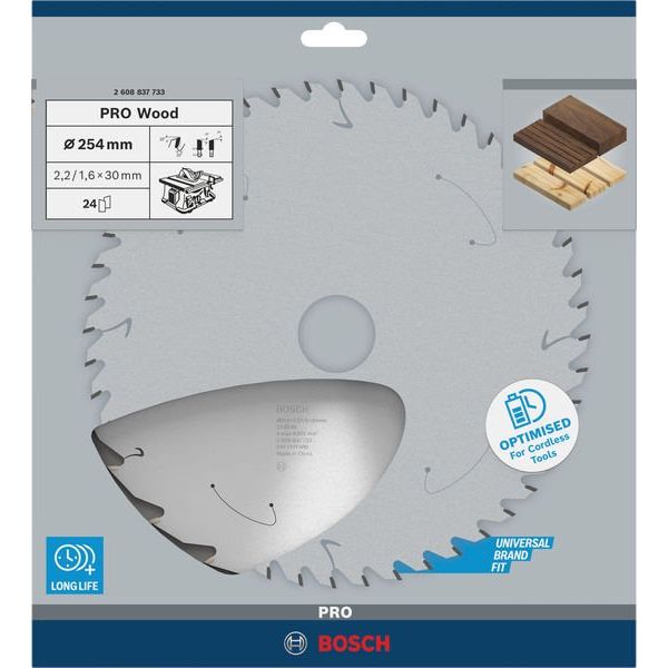 Bosch - Kreissägeblatt PRO Wood cordless 2608837733 Kreissägeblatt 254 x