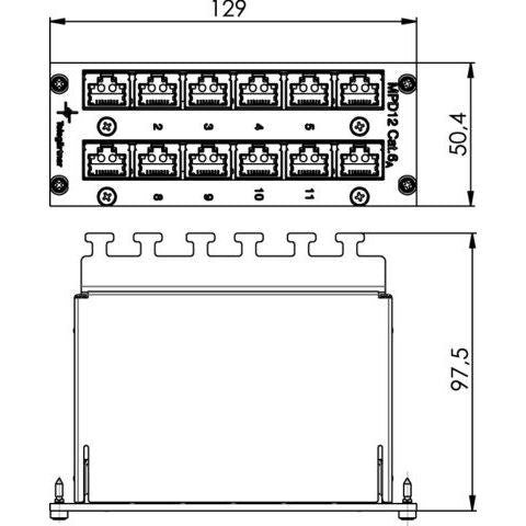 Telegärtner - Patchpanel Kupfer Mini-Verteiler Cat.6 3HE 100007001 MPD12-H K ungeschir
