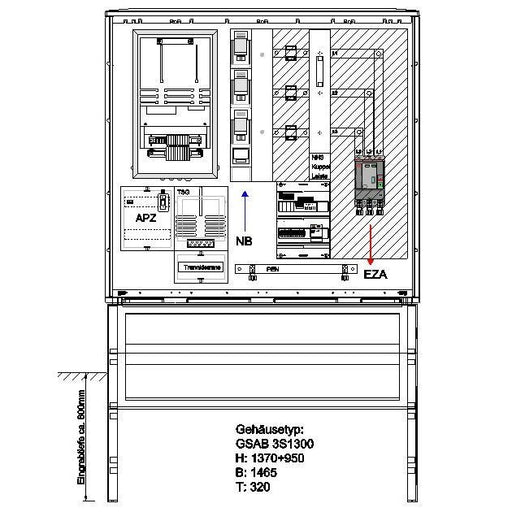 GSAB Elektrotechnik - Zähler-Komplettschrank Wandlermessung 22.W400.AR-ZWS RWE 400A