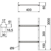 OBO Bettermann - Kabelleiter LCIS 640 3 FS Sprosse gelocht − 3 Meter