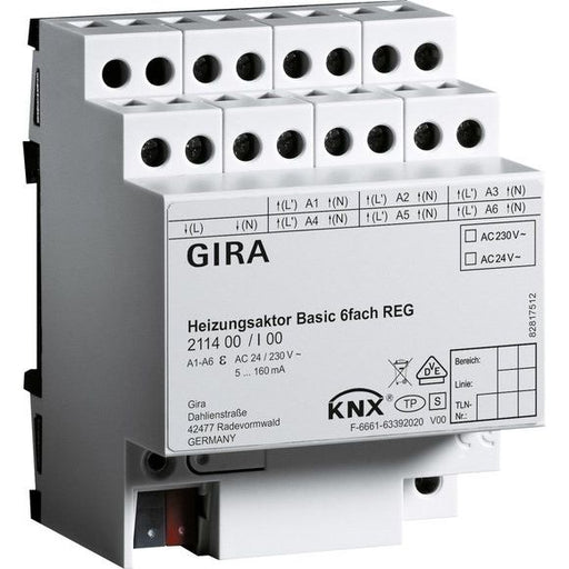 Gira - Bussystem-Heizungsaktor Heizungsaktor 6f basic 211400 KNX REG