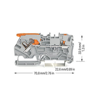 WAGO - Durchgangs-Reihenklemme Durchgangsklemme 2104-5201 2-Leiter, 4 qmm, gr − 50 Stück
