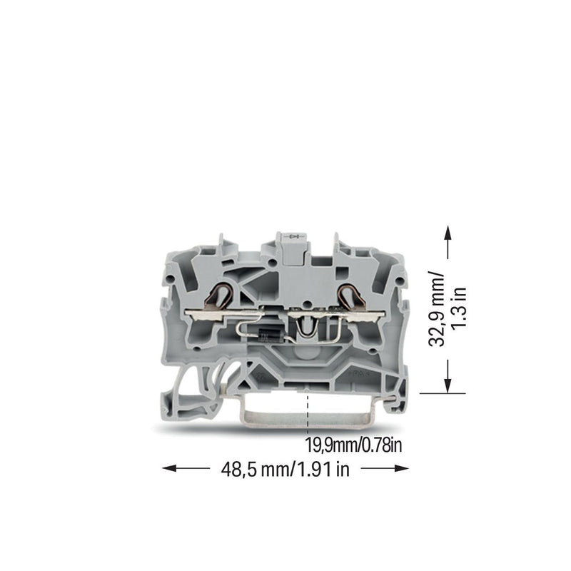 WAGO - Bauelement-Reihenklemme Bauelementklemme,2 Leiter 2202-1211/1000-410 mit Diode 1N4007 − 100 Stück