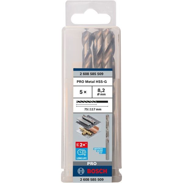 Bosch - Bohrer PRO Metal HSS-G 2608585509 Spiralbohrer 8,2 x