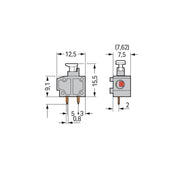 WAGO - Leiterplattenklemme Anreihbare Leiterplattenk. 235-756/331-000 Drücker,1,5mm²,or − 100 Stück