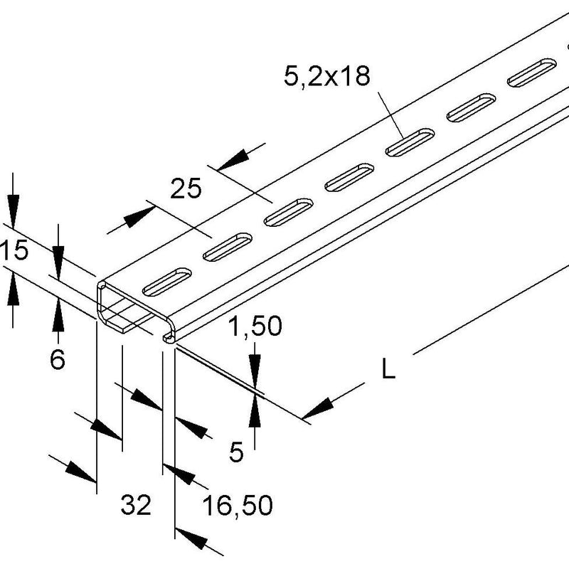 Niedax - Tragschiene Tragschiene 2932/4 GL − 40 Meter