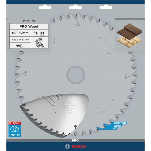 Bosch - Kreissägeblatt PRO Wood Kreissägeblatt, 2608641768 305 x 3,2 x 30 mm