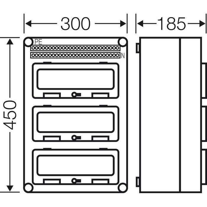 Hensel - Installationskleinverteiler Automatengehäuse Mi 1333 36TE m.3Klappdeckeln − 1 Stück
