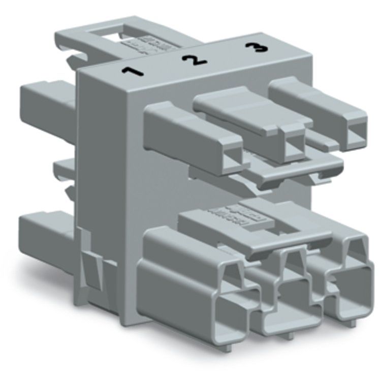 WAGO - Kompaktverteiler für steckbare Gebäudeinstallation 3-fach-Verteiler 3-polig 770-1714 Kod. B,grau − 50 Stück