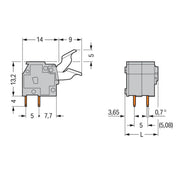 WAGO - Leiterplattenklemme 255-410/333-000 Drücker,2,5 mm²,grau − 20 Stück