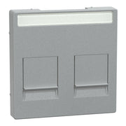 Merten - Einsatz/Abdeckung für Kommunikationstechnik Zentralplatte 2f.alu MEG4564-0460 f.Mod.Jack Schr.feld