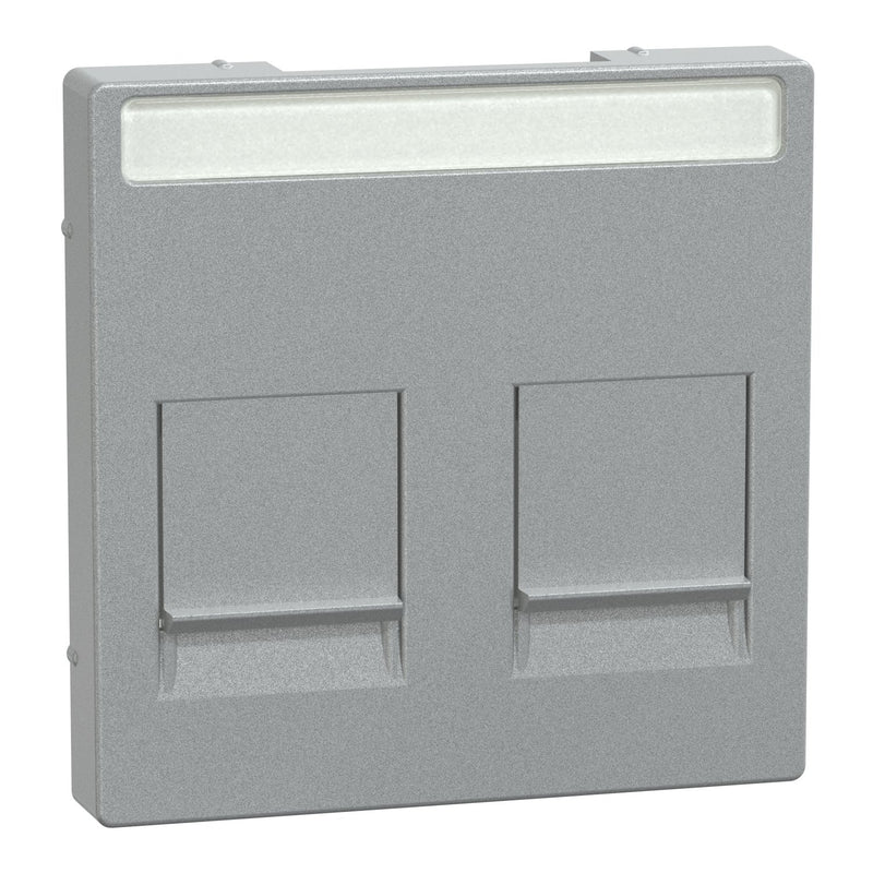 Merten - Einsatz/Abdeckung für Kommunikationstechnik Zentralplatte 2f.alu MEG4564-0460 f.Mod.Jack Schr.feld