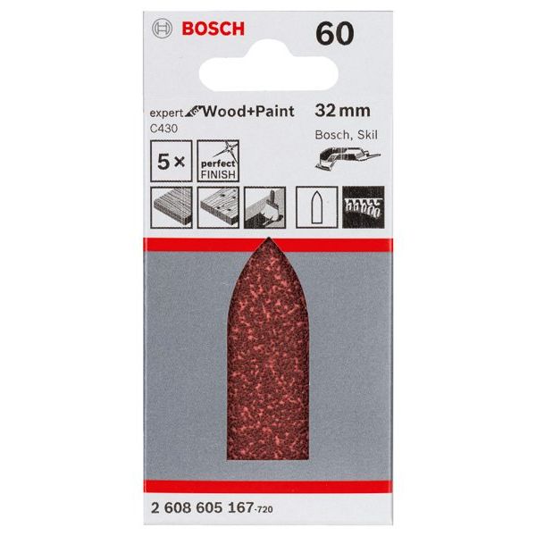 Bosch - Schleifpapier/Schleifvlies Schleifblatt C430, 32 mm, 2608605167 60 ungelocht
