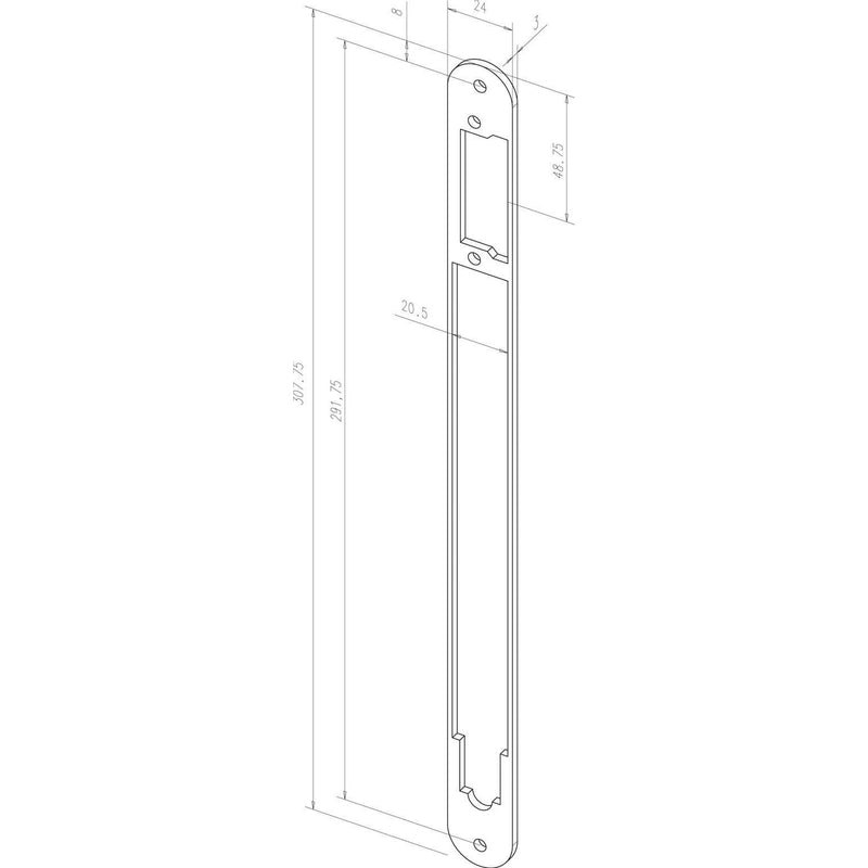 Assa Abloy effeff - Elektrischer Türöffner Distanzblech Z65-60A35----01 m.,Radius 308x24x3mm