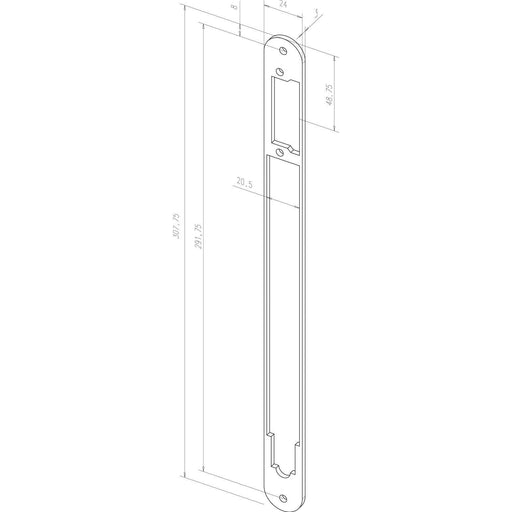Assa Abloy effeff - Elektrischer Türöffner Distanzblech Z65-60A35----01 m.,Radius 308x24x3mm