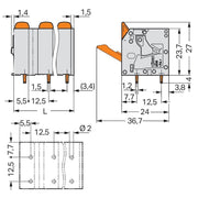 WAGO GmbH & Co. KG - Leiterplattenklemme Leiterplattenklemme Hebel 2606-3354 6mm²,grau − 44 Stück