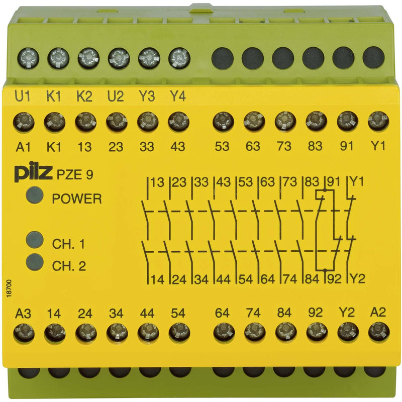 Pilz - Gerät zur Überwachung von sicherheitsgerichteten Stromkreisen Kontakterweiterungsblock PZE 9 #774150 24VDC 8n/o 1n/c