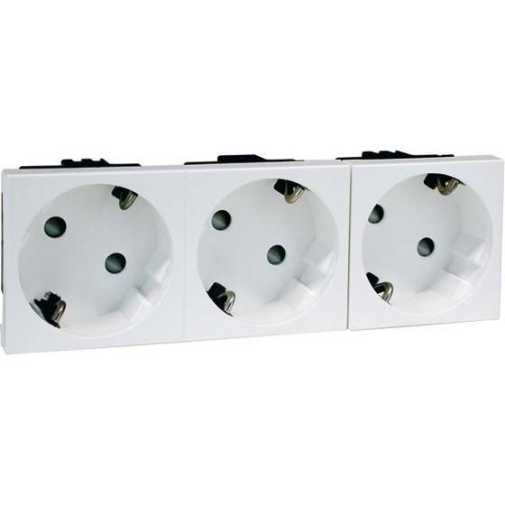 Peha - Schalter-/Steckdosenkombination SCHUKO-EB-Steckd.3-fachant D 6213.21 EMS SI WI 16A 250V 2-pol.33G