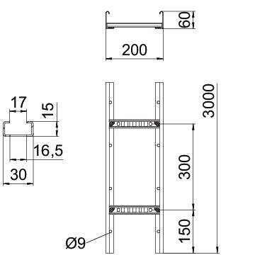 OBO Bettermann - Kabelleiter LCIS 620 3 FT Sprosse gelocht − 3 Meter