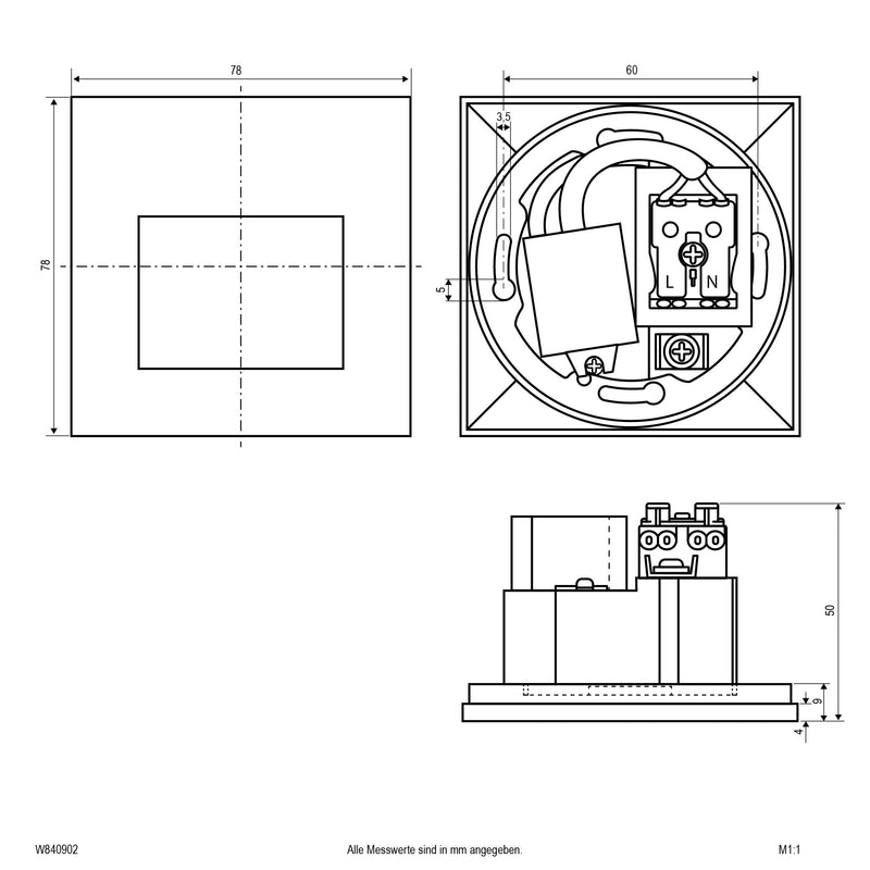 EVN Lichttechnik - Decken-/Wandleuchte LED-Wandeinbauleuchte W840902