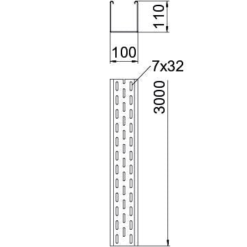 OBO Bettermann Vertr - Kabelrinne Kabelrinne BKRS BKRS 1110 FS begehbar − 3 Meter