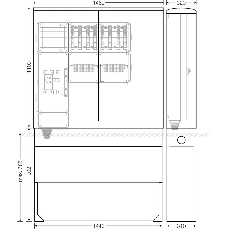 Hensel - Verteilerschrank für Energieversorgung Ladeverteiler Mi EV 22kW 8010 f.8 Ladep. a 22kW