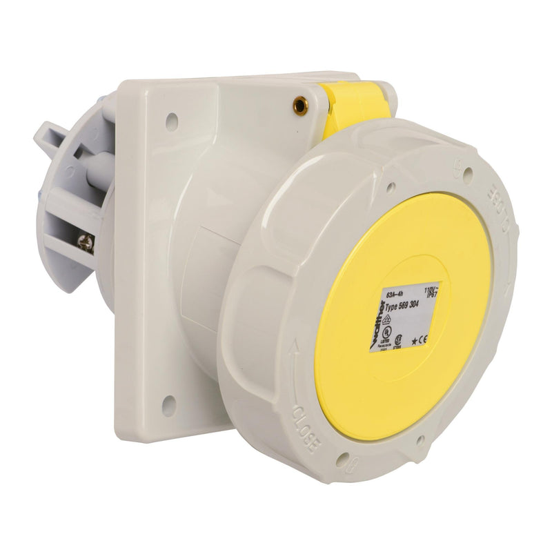 Walther Werke - CEE-Anbausteckdose (IEC 60309) Anbaudose schräg 63A 569304 3P 110V 4h IP67