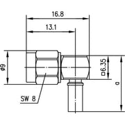 Telegärtner - Koax-Steckverbinder R-SMA-Winkelstecker 100024657 G7 (RG-316/U) löt/cr − 5 Stück
