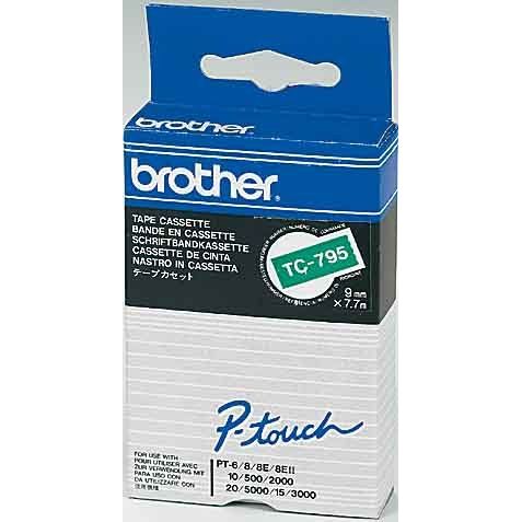 Brother - Schriftband Schriftbandkassette TC-791 BF.grün/DF.schwarz