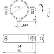 OBO Bettermann - Befestigungsschelle für Kabel/Rohre Abstandschelle 2900WM8 33.5 FT m.Gewindeanschluss − 25 Stück