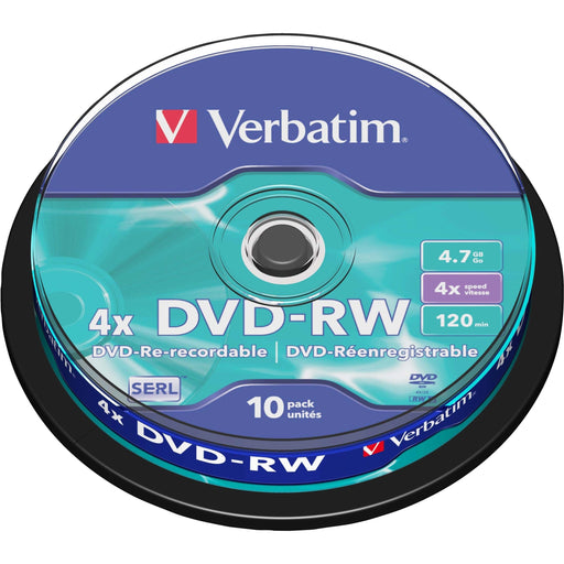 Verbatim - Speichermedium digital DVD-RW 4.7GB/120Min/4x 43552 (VE10) Cakebox (10 Disc)