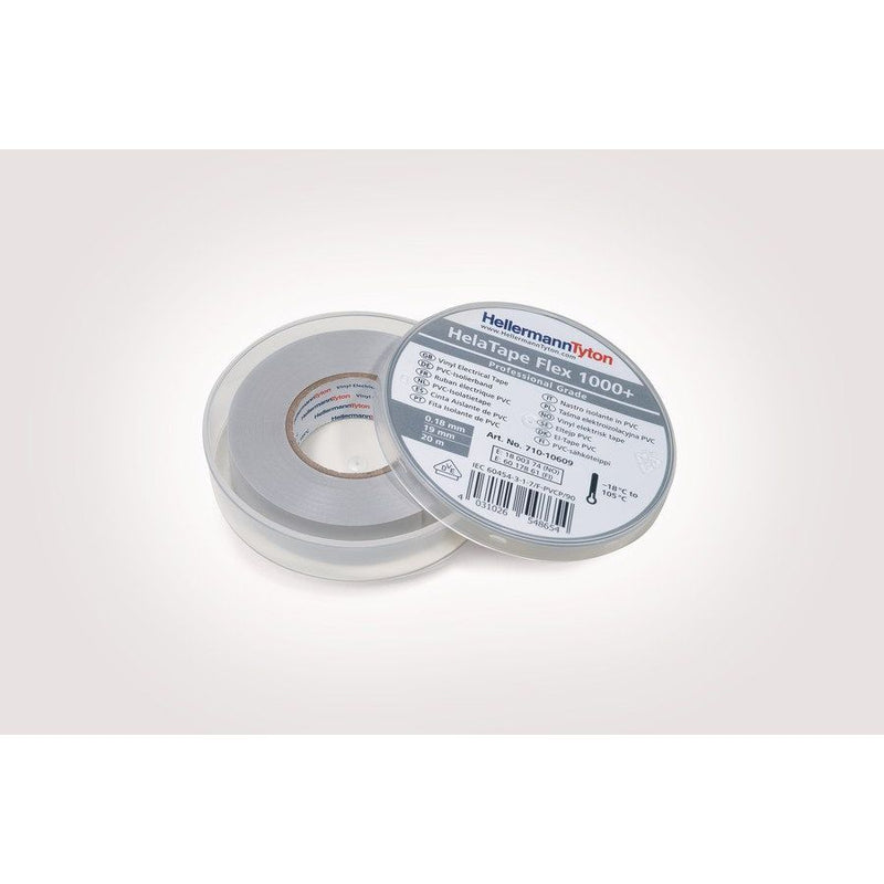 HellermannTyton - Klebeband Premium PVC-Isolierband FLEX1000+19x20 GY 19mmx20m, grau