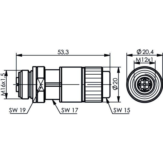 Telegärtner - Modularer Steckverbinder STX M12x1 KD X-kod. 100007546 Cat.6A(IEC) − 10 Stück