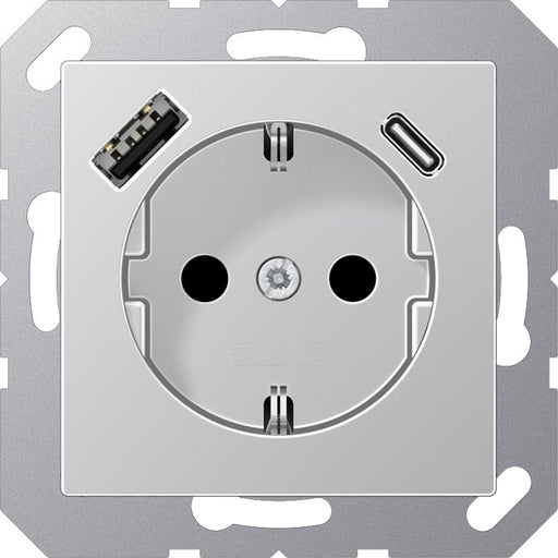 Jung - Steckdose SCHUKO Steckdose A 1520-15 CA AL mit USB Typ AC